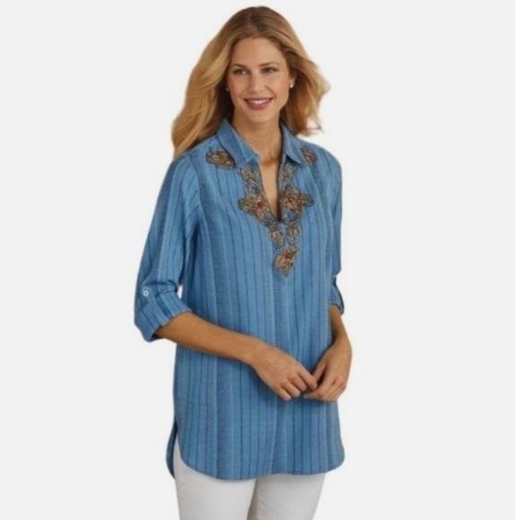 SOFT Surroundings Beaded Top - Picture 1 of 8